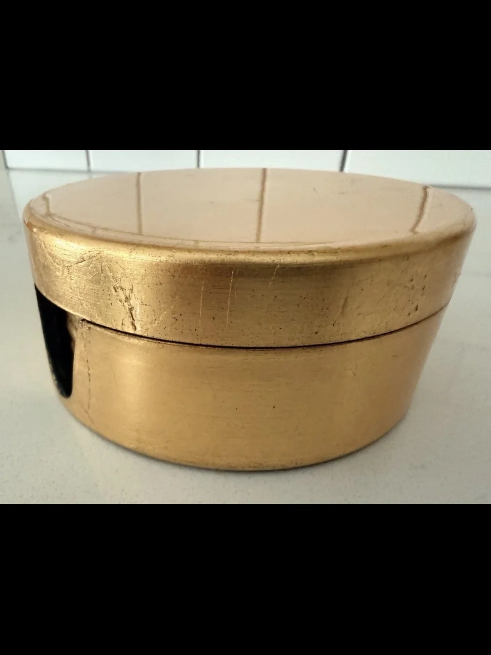 Pier 1 Imports VTG Lacquer Coaster Set 6 w/ Holder Gold Foil Discontinued
